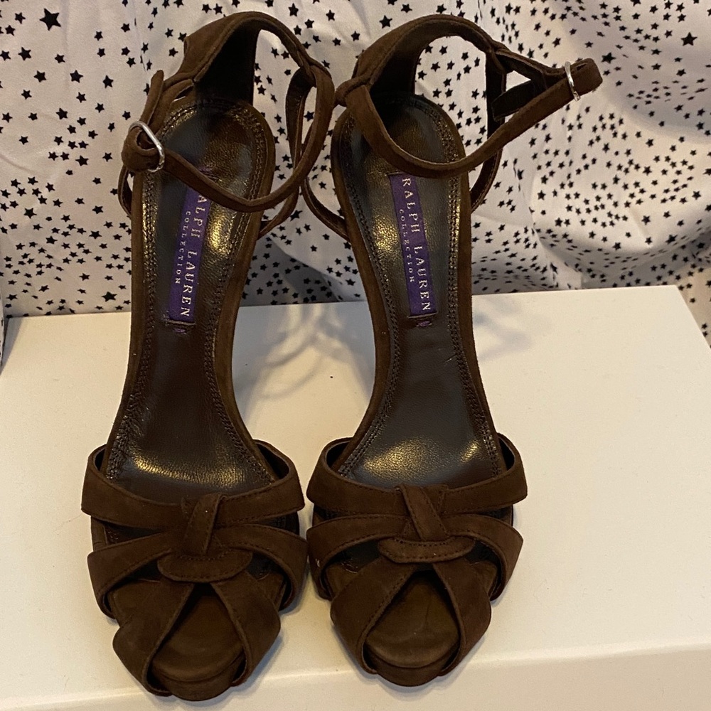 Ralph Lauren Brown Suede Heels